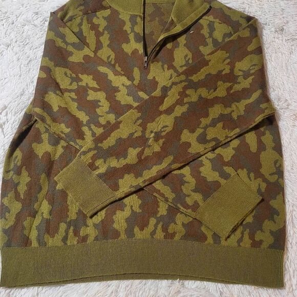Men's camouflage half zip fleece sweatshirt pullover sweater L - Picture 5 of 6